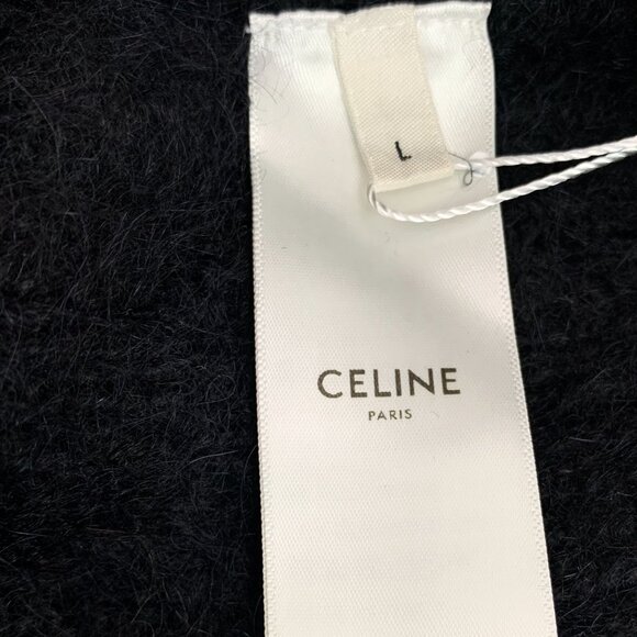 Celine Black Alpaca Wool Long-Sleeved Knitted Sweater With Animal Print Detail S - Picture 4 of 7